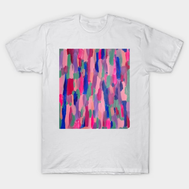 Pink Stripes Brushstroke Abstract T-Shirt by DanielleGensler